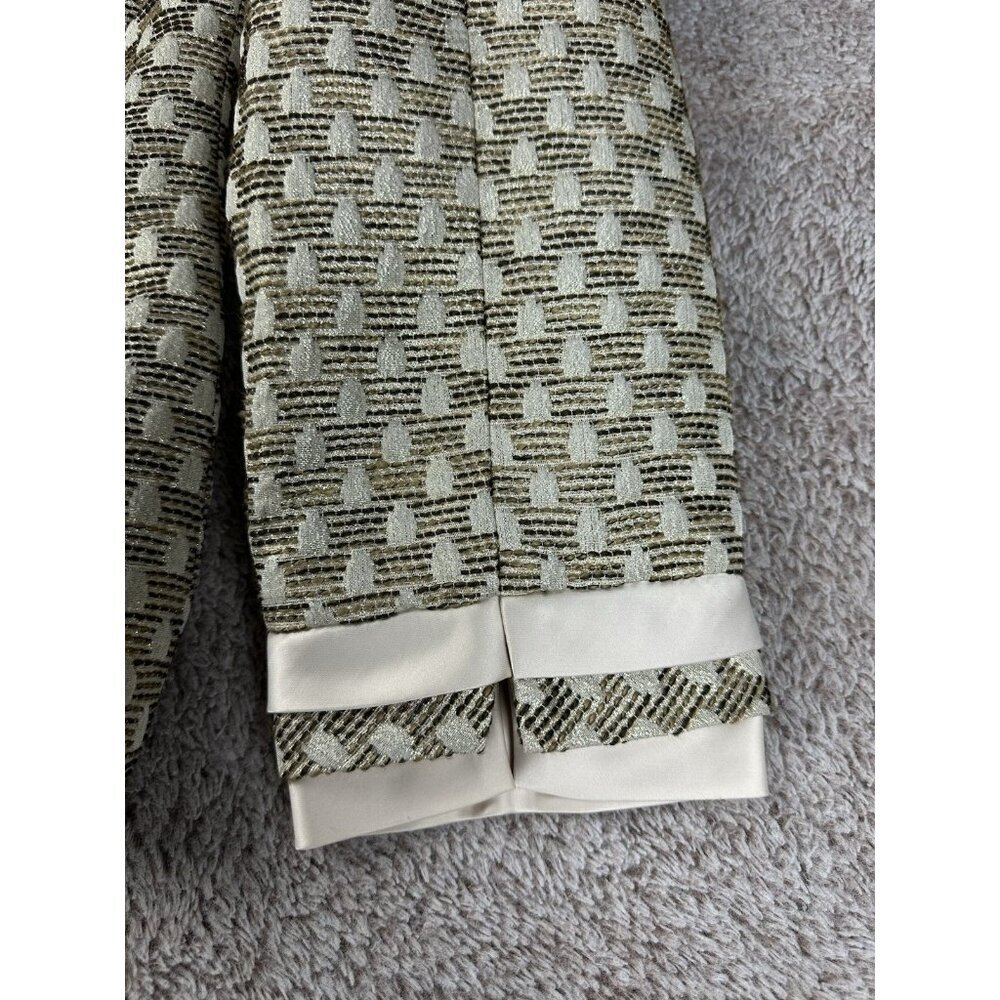 Donna Vinci Champagne Gold Church Suit Jacket Floral Rosette Jewel Button Sz 12 - Picture 8 of 16